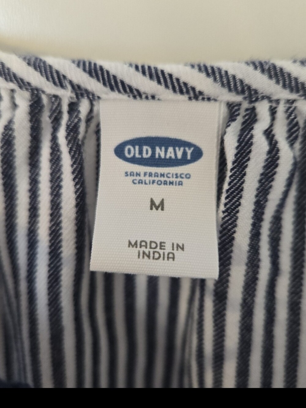 Old Navy Striped V-Neck Tassel Tunic Dress in Blue and White - Picture 6 of 11